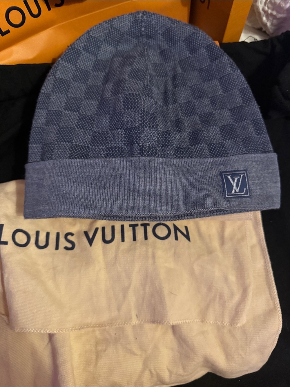 Louis Vuitton Denim Blue Monogram Cuffed Beanie
